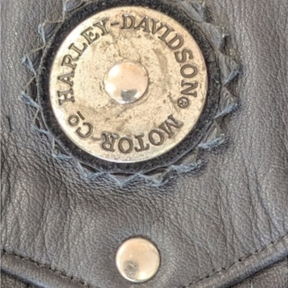 Harley-Davidson Black Leather Jacket with Studs and Fringe - Picture 4 of 11